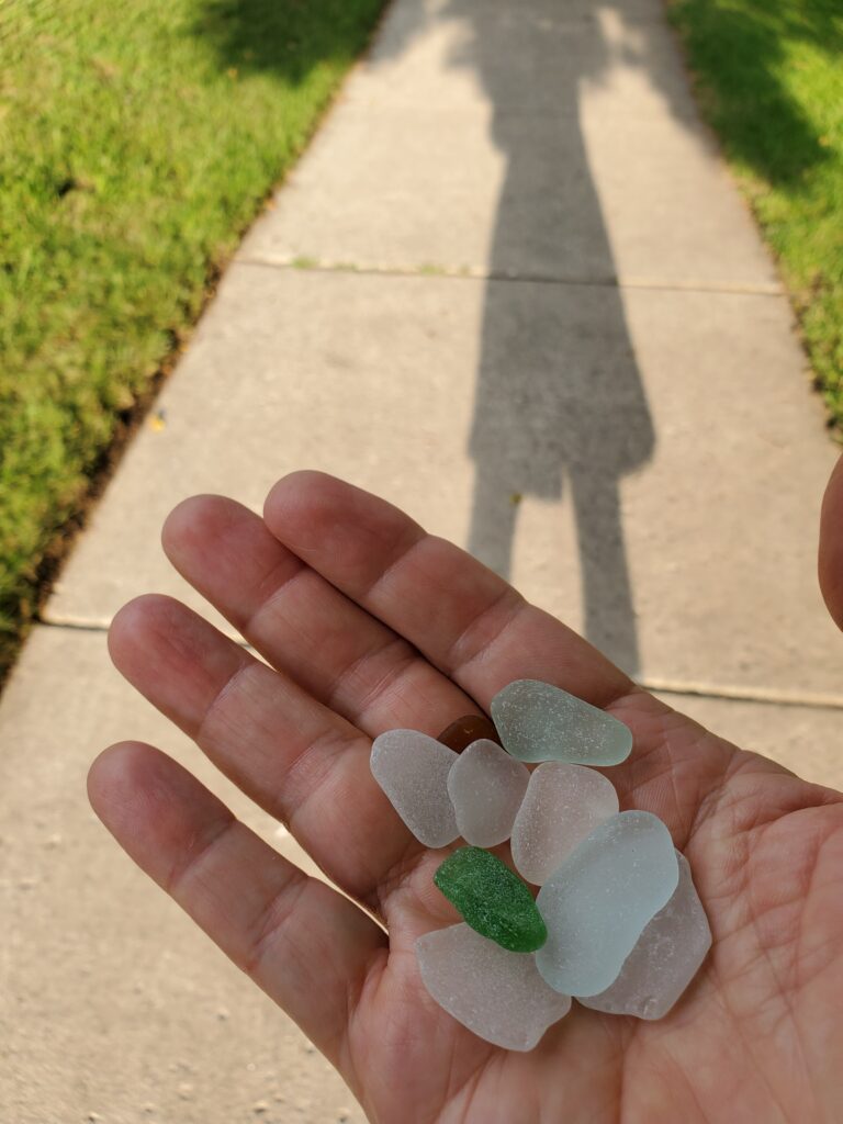 Smooth Sea glass washes up on Loyola Beach