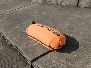 Open water swim buoy inflated and ready to go