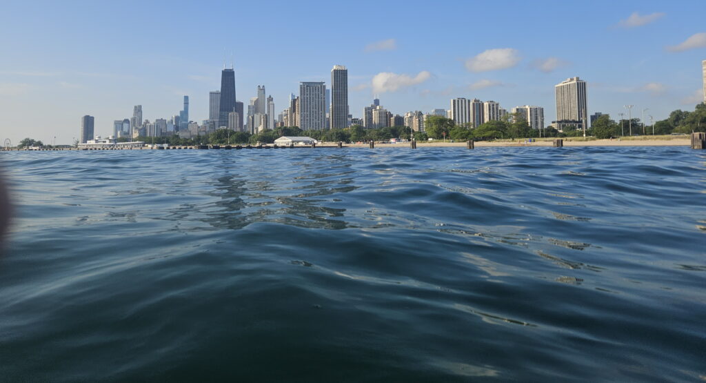Chicago skyline view swimming south from Fullerton 